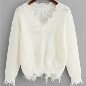 RIBBED V NECK SWEATER